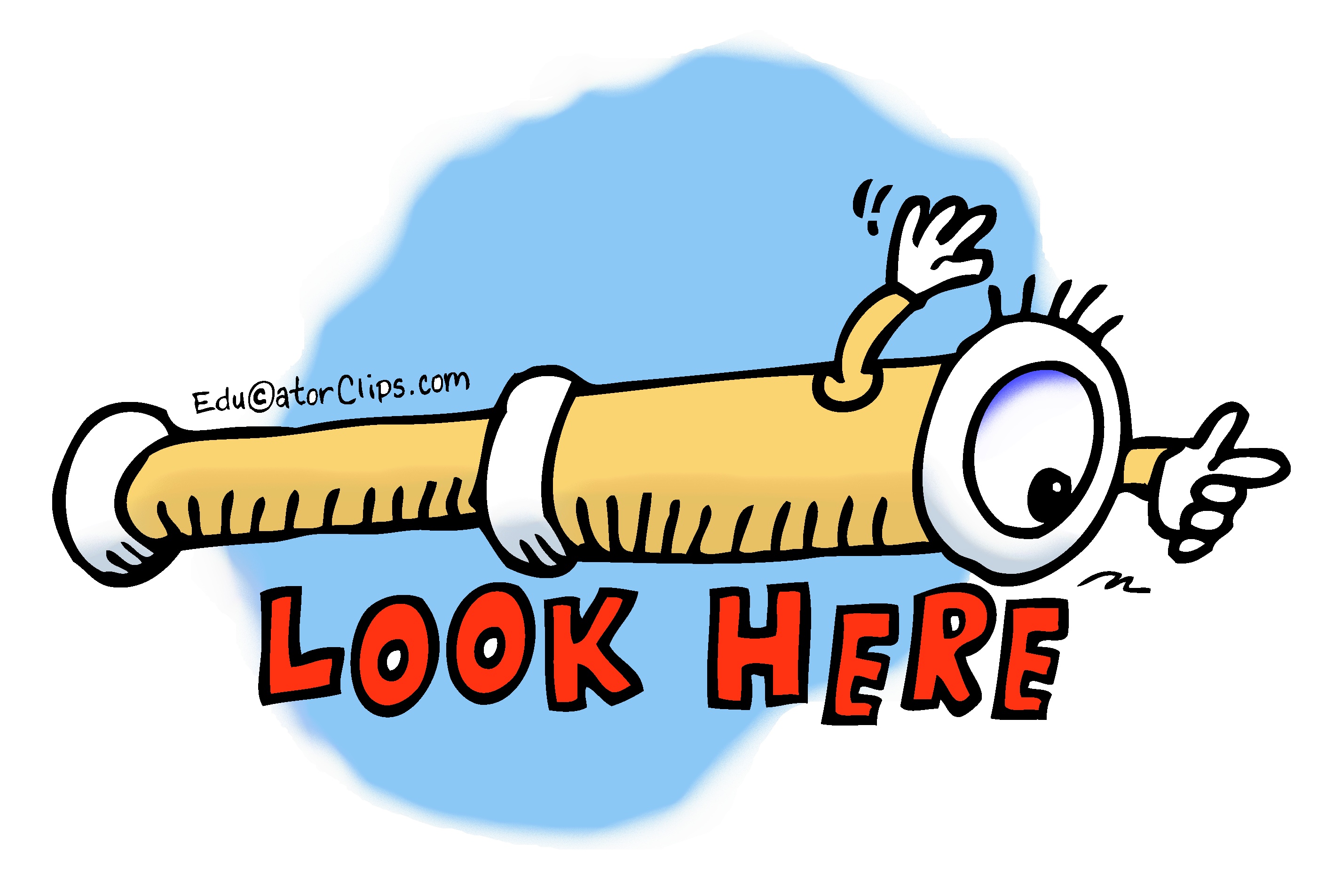 Look Here Clip Art,#lookhere,#teacherclipart,spyglass clip art,telescope clip art