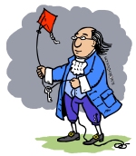 Ben Franklin Flying a Kite Clip Art Link Thumb